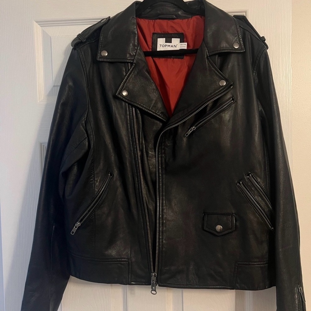 TOPMAN Genuine Black Leather Jacket